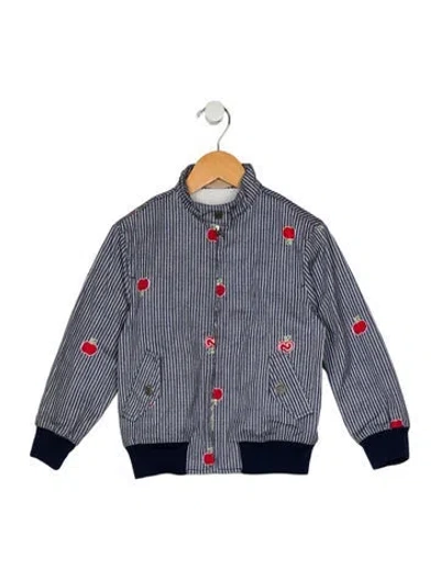 Pre-owned Gucci Babies' Pattern Print Denim Bomber Jacket In Multi
