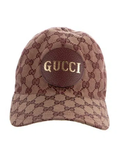 Pre-owned Gucci Pattern Print Gg Baseball Cap In Red