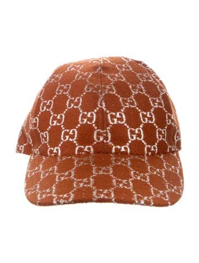 Pre-owned Gucci Pattern Print Gg Baseball Cap W/tags In Brown/silver