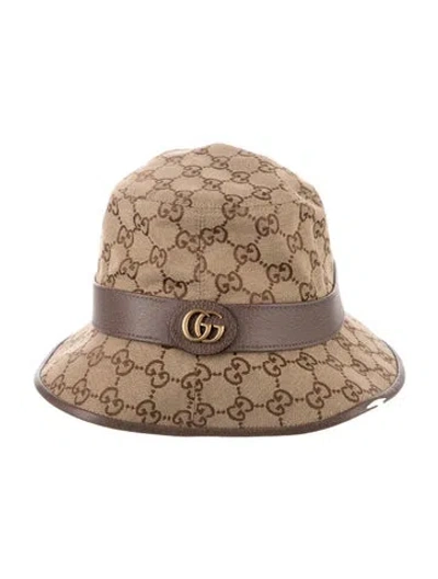 Pre-owned Gucci Pattern Print Gg Canvas Bucket Hat In Neutral