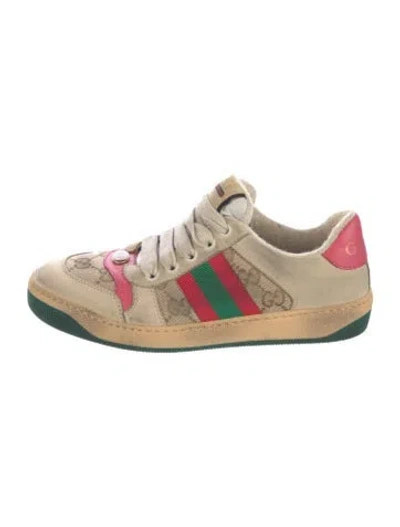 Pre-owned Gucci Babies' Pattern Print Leather Low Top Sneakers In Neutral