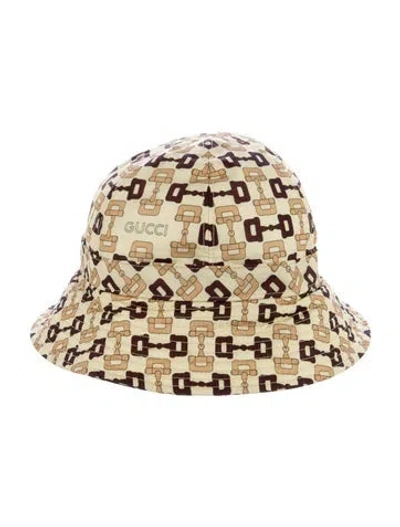 Pre-owned Gucci Pattern Print Nylon Bucket Hat In Neutral