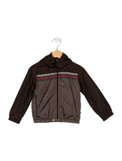 Pre-owned Gucci Babies' Pattern Print Nylon Windbreaker Jacket In Brown