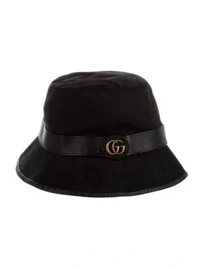 Pre-owned Gucci Pattern Print Polyester Blend Bucket Hat In Black