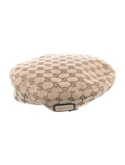 Pre-owned Gucci Pattern Print Reversable Beret W/tags