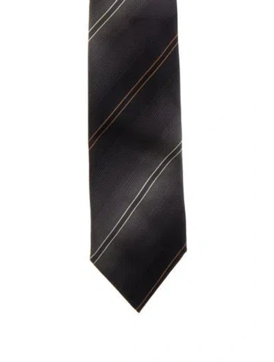 Pre-owned Gucci Pattern Print Silk Tie In Black