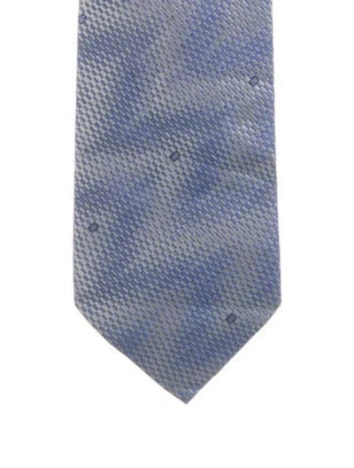 Pre-owned Gucci Pattern Print Silk Tie In Blue