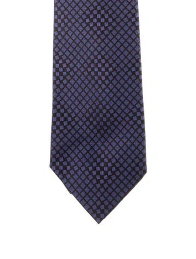 Pre-owned Gucci Pattern Print Silk Tie In Blue