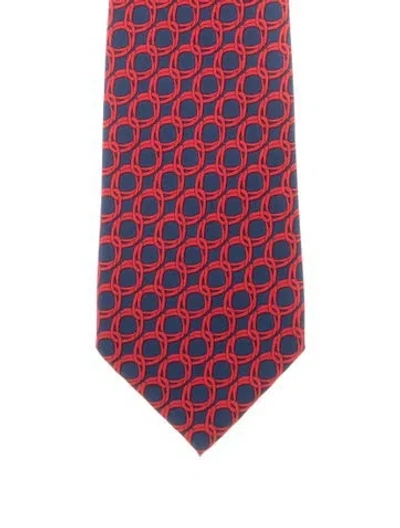Pre-owned Gucci Pattern Print Silk Tie In Blue