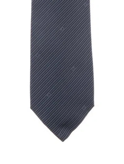 Pre-owned Gucci Pattern Print Silk Tie In Blue