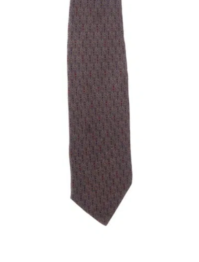 Pre-owned Gucci Pattern Print Silk Tie In Gray