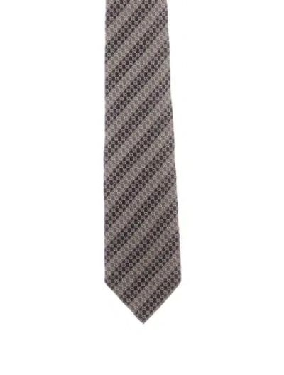 Pre-owned Gucci Pattern Print Silk Tie In Neutral