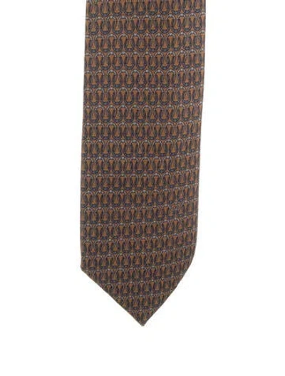 Pre-owned Gucci Pattern Print Silk Tie In Orange