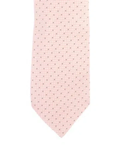 Pre-owned Gucci Pattern Print Silk Tie In Pink