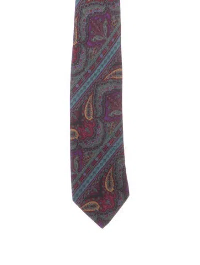 Pre-owned Gucci Pattern Print Silk Tie In Purple
