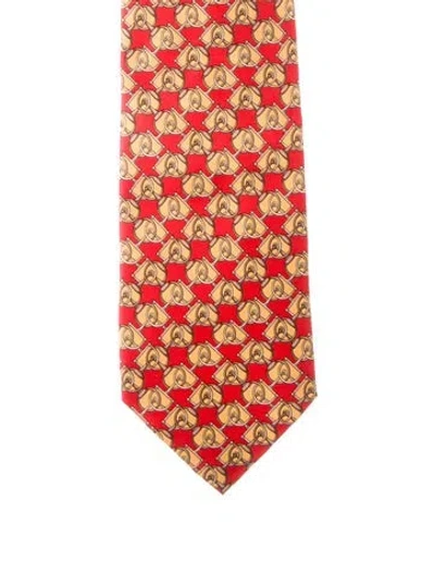 Pre-owned Gucci Pattern Print Silk Tie In Red