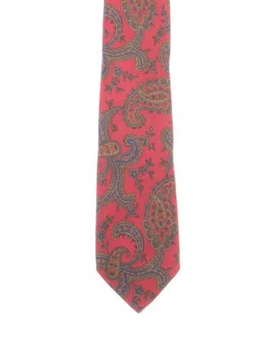 Pre-owned Gucci Pattern Print Silk Tie In Red
