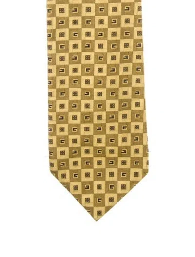 Pre-owned Gucci Pattern Print Silk Tie In Yellow