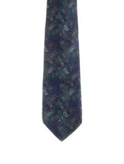 Pre-owned Gucci Pattern Print Tie In Blue