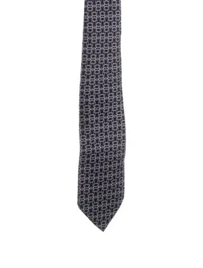 Pre-owned Gucci Pattern Print Tie In Blue