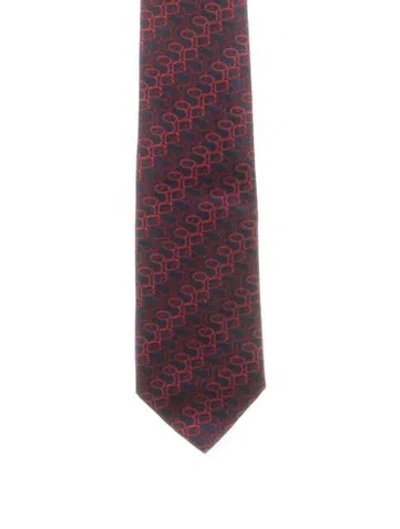 Pre-owned Gucci Pattern Print Tie In Blue