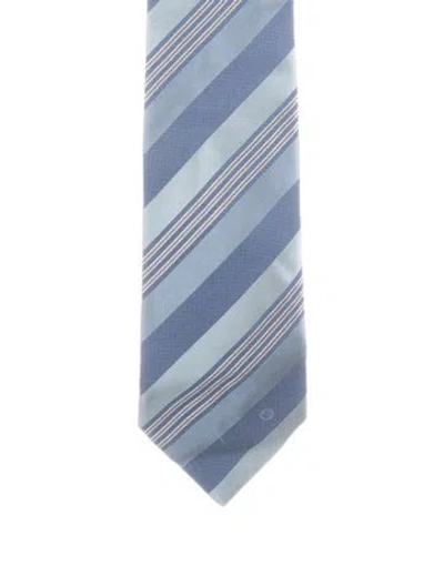 Pre-owned Gucci Pattern Print Tie In Blue
