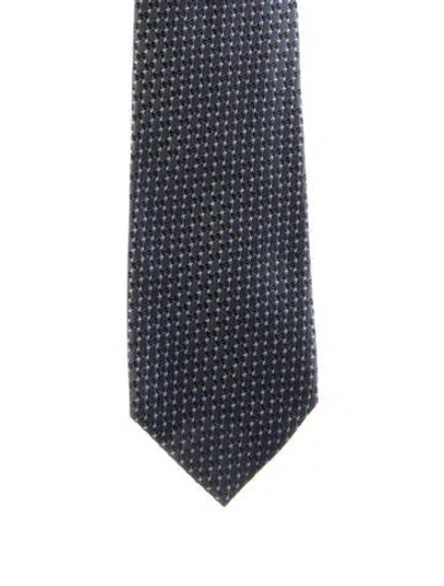 Pre-owned Gucci Pattern Print Tie In Blue