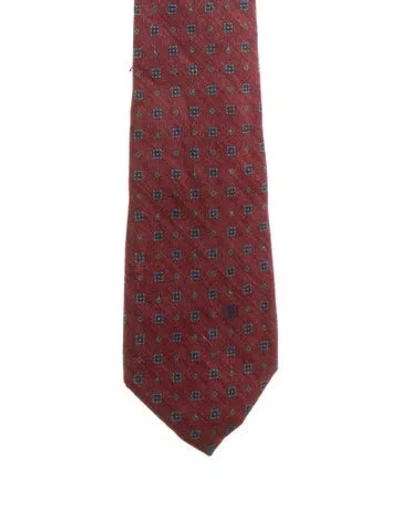 Pre-owned Gucci Pattern Print Tie In Burgundy