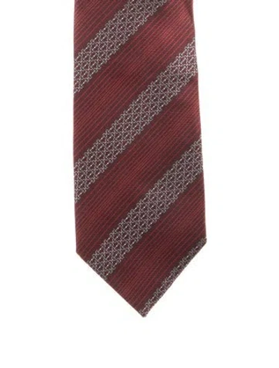 Pre-owned Gucci Pattern Print Tie In Red