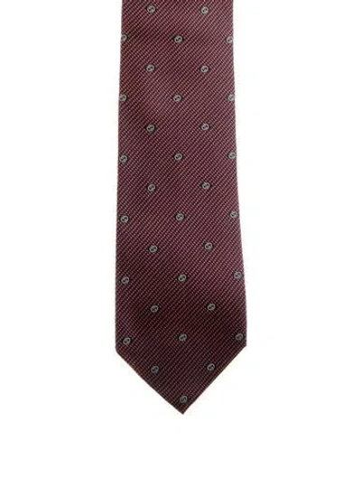 Pre-owned Gucci Pattern Print Tie In Red