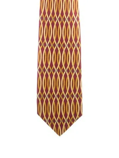 Pre-owned Gucci Pattern Print Tie In Yellow