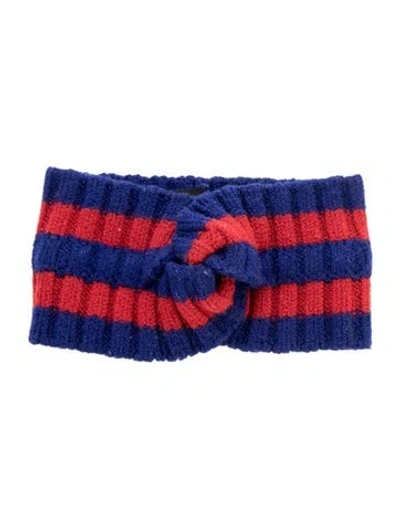 Pre-owned Gucci Pattern Print Wool Knit Headband In Blue