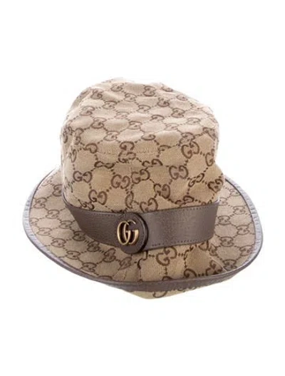 Pre-owned Gucci Pattern Printed Bucket Hat In Brown