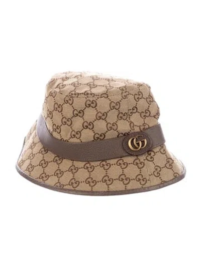 Pre-owned Gucci Pattern Printed Bucket Hat In Brown