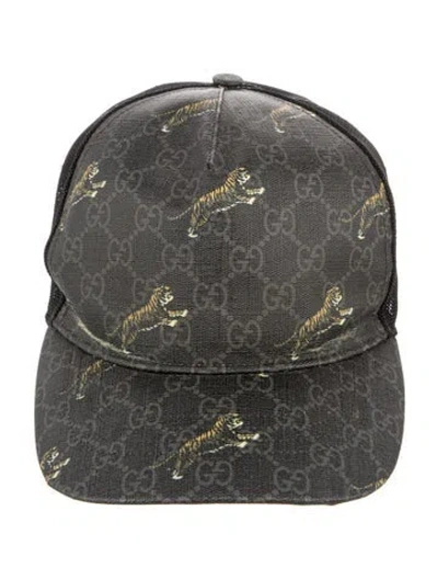 Pre-owned Gucci Pattern Printed Mesh Accented Hat In Gray