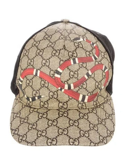 Pre-owned Gucci Pattern Printed Mesh Accented Hat In Neutral
