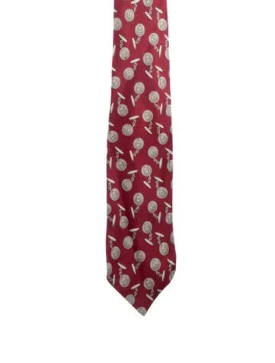 Pre-owned Gucci Pattern Printed Silk Tie In Red