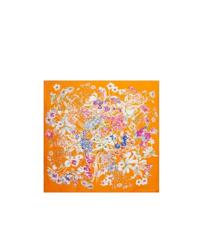 Gucci Floral-pattern Silk Scarf In Orange