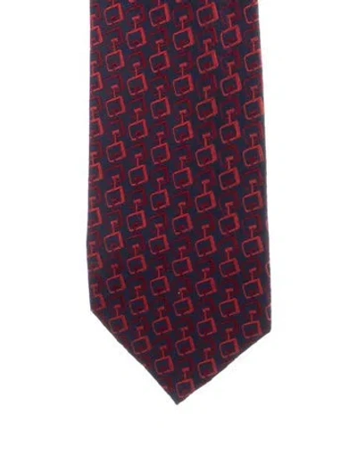 Pre-owned Gucci Pattern Silk Tie In Blue