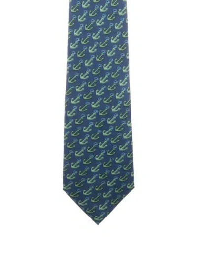 Pre-owned Gucci Pattern Silk Tie In Blue