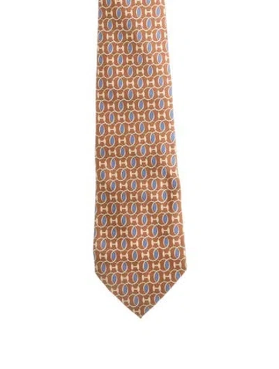 Pre-owned Gucci Pattern Silk Tie In Brown