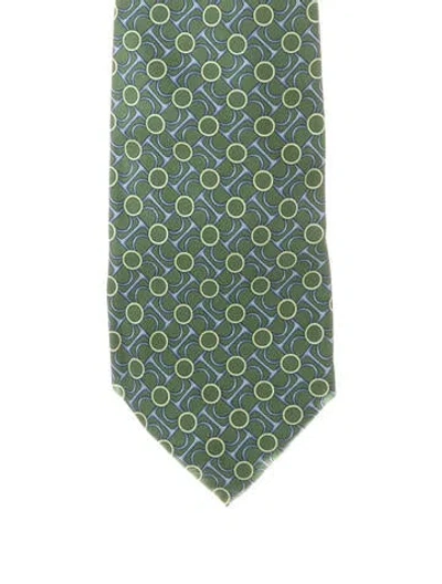 Pre-owned Gucci Pattern Silk Tie In Green
