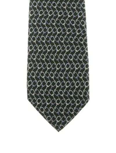 Pre-owned Gucci Pattern Silk Tie In Green