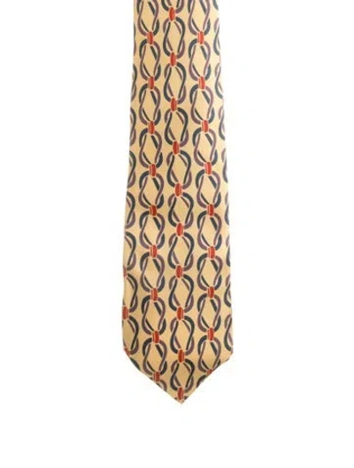 Pre-owned Gucci Pattern Silk Tie In Yellow