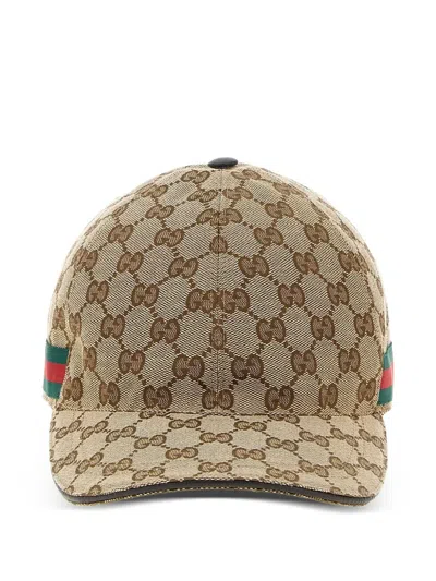 Gucci Pattern Striped-detail Cap In Neutral