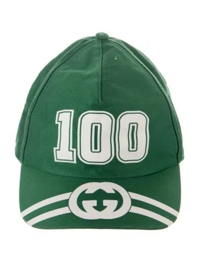 Pre-owned Gucci Patterned Baseball Hat In Green