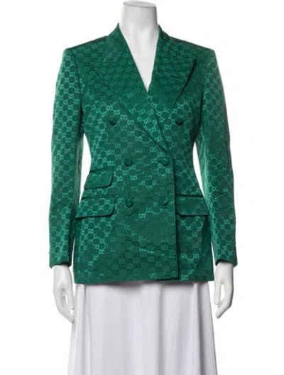 Pre-owned Gucci Patterned Blazer In Green