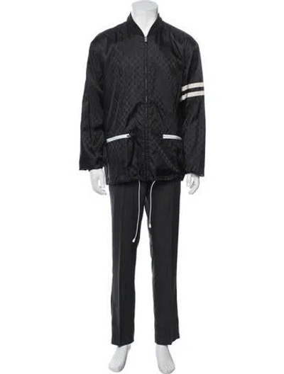 Pre-owned Gucci Patterned Bomber Jacket In Black
