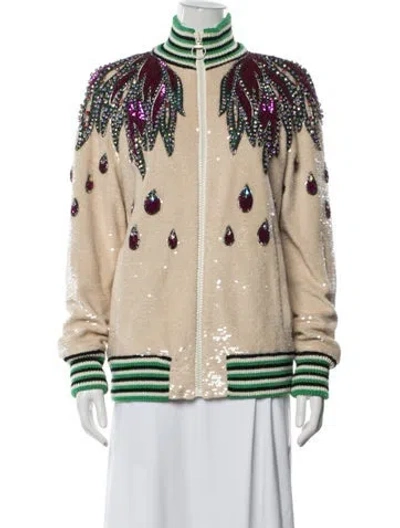 Pre-owned Gucci Patterned Bomber Jacket In Neutrals