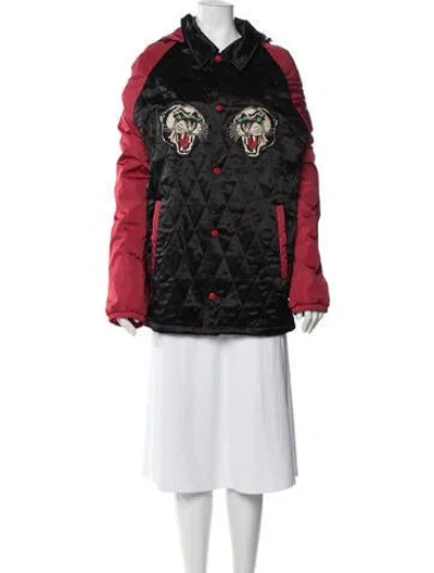 Pre-owned Gucci Patterned Bomber Jacket In Red